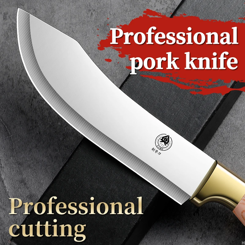 Outdoor bone cutting knife, cow and sheep slaughtering and skinning knife, butcher specific pig slaughtering knife, and dividing