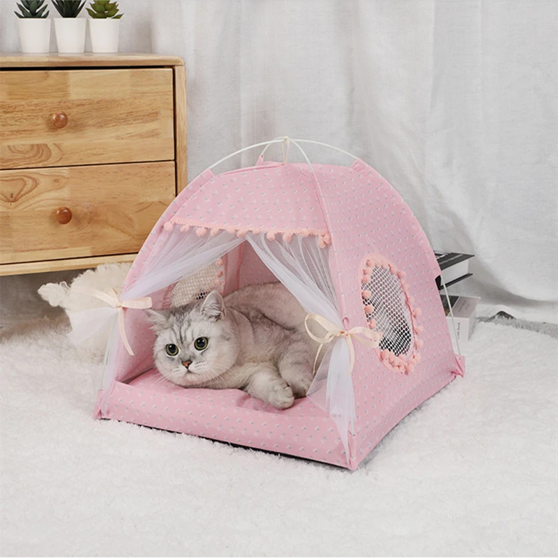 Sweet Princess Cat Bed Foldable Cats Tent Dog House Bed Kitten Dog Basket Beds Cute Cat Houses Home Cushion Pet Kennel Products