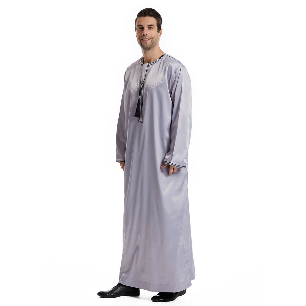 Men Jubba Thobe Muslim Fashion Clothing Solid Kaftan Arabic Abaya Dubai Eid Prayer Garment Turkey Islam Ramadan Hijab Long Robe