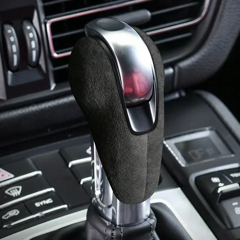 Top Alcantara Wrap Car Gear Shift Knob Trim Sticker Cover For Porsche Cayman Panamera Macan Boxster 718 911 Interior Accessories