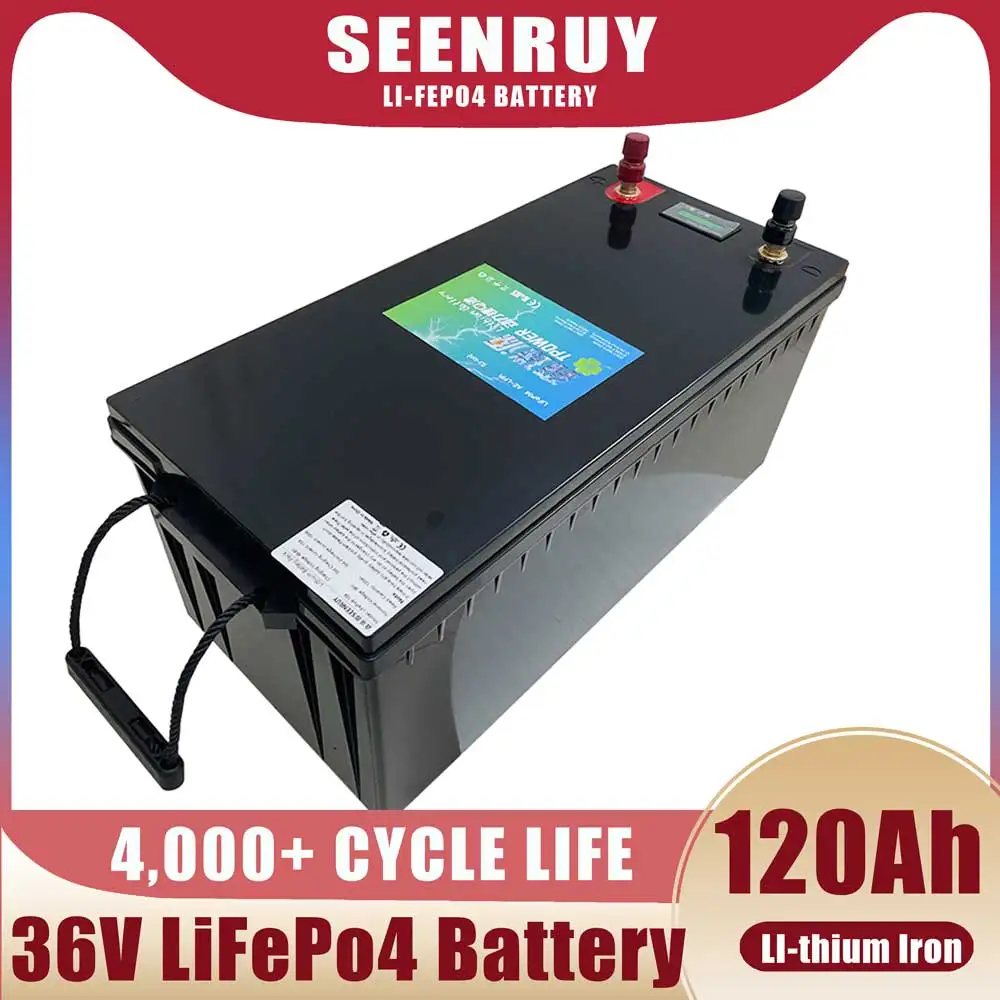 SEENRUY 36V 120Ah LiFePo4 Battery Pack With Bluetooth Fuction For Trolling Motor Sea Fishing Vessel Provide Charger