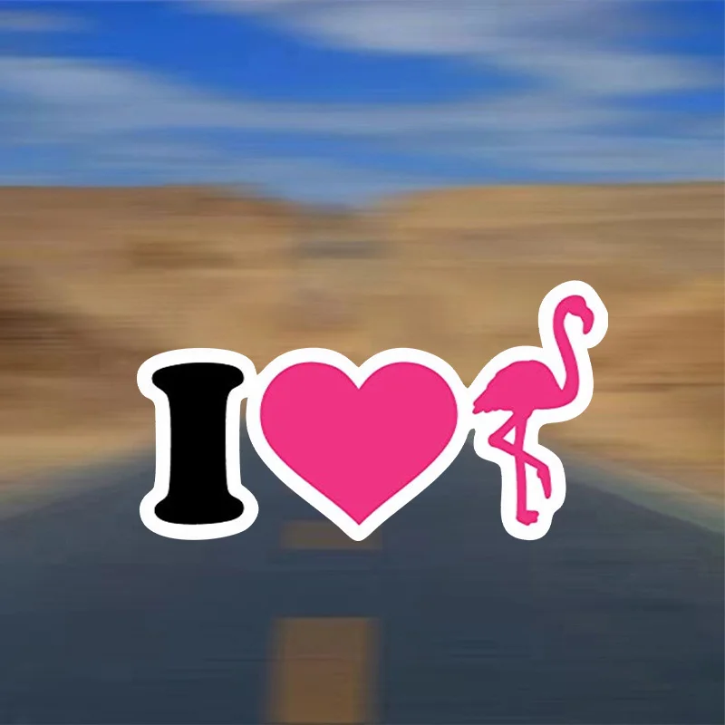 I The Flexible Vinyl Waterproof Bumper Sticker Featuring a Pink Flamingo