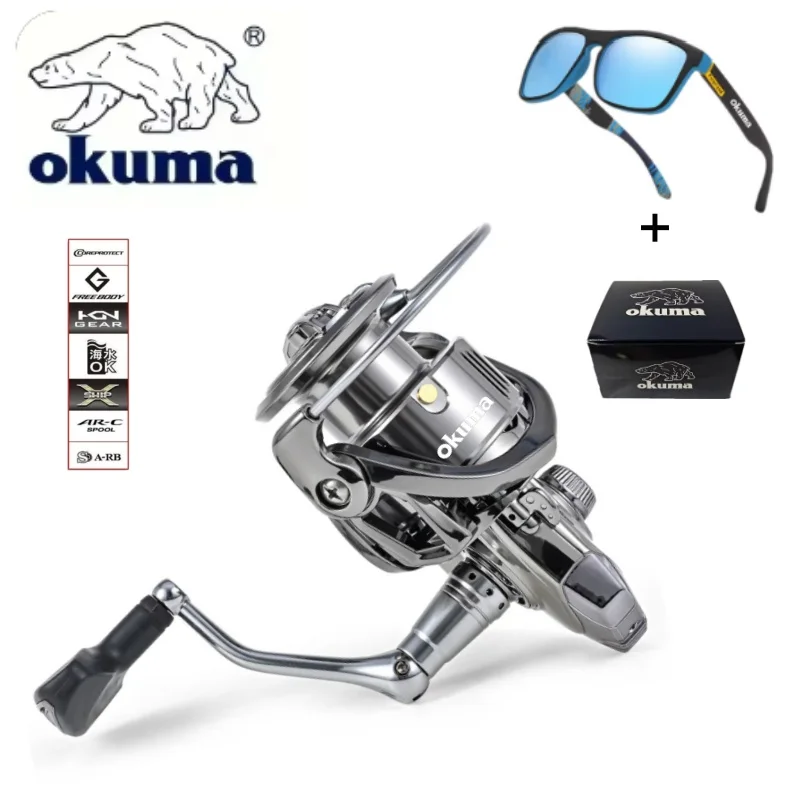 

Original OKUMA All Metal Fishing Reel 20Kg Max Drag Power Spinning Wheel Fishing Coil Shallow Spool Suitable for all waters