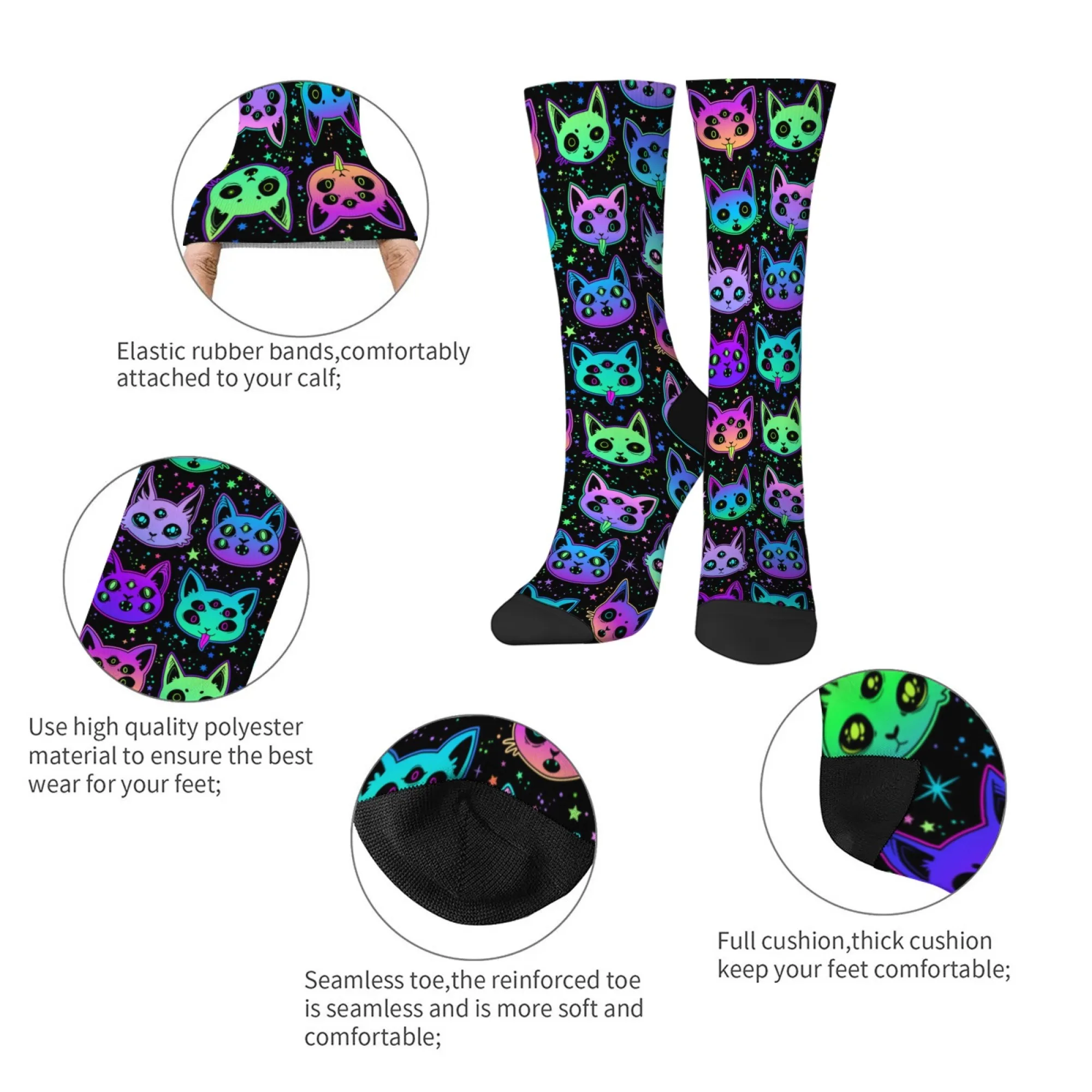 الخيال الشيطان القط الجدة جوارب بأشكال مضحكة مريحة للتنفس عدم الانزلاق الرجال الجوارب Harajuku ريترو الشارع الهيب هوب الجوارب الموضة