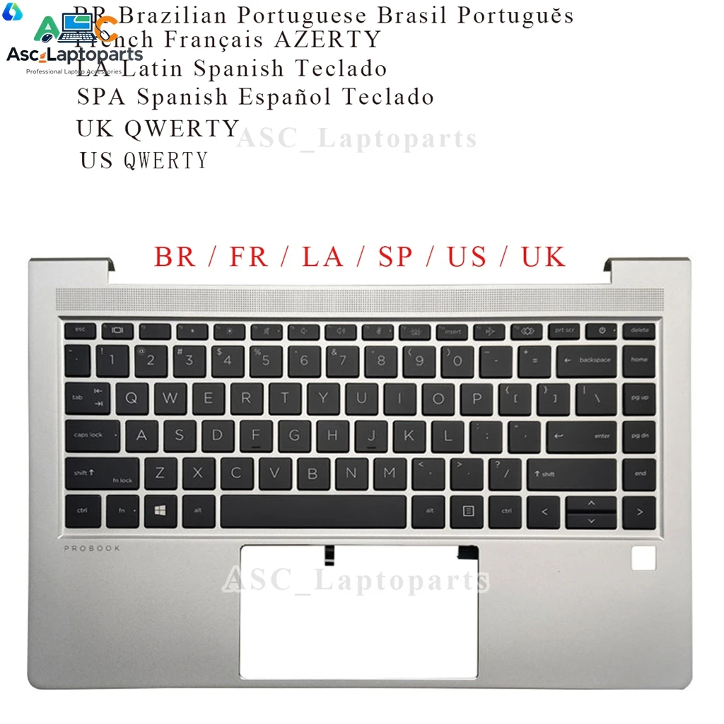 New for HP Probook 440 445 G10 ZHAN 66 PRO 14 G6 HSN-Q32C Brazil Latin French Spanish UK US BACKLIT Keyboard & Silver Palmrest