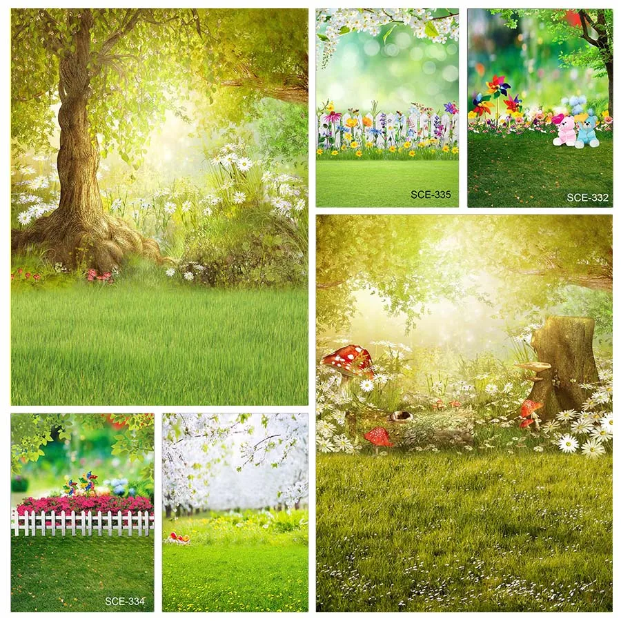 Spring Easter Backdrop Sunny Day Meadow Flowers Colorful Eggs Photography Background for Kid Children Baby Shower Birthday Party