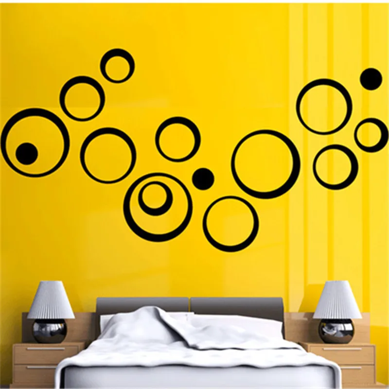 Hot Sale 24PCS 3D Mirror Acrylic Wall Stickers Circle Ring Bedroom Decors for Family Decoration Adhesive Vinyl Home Decal