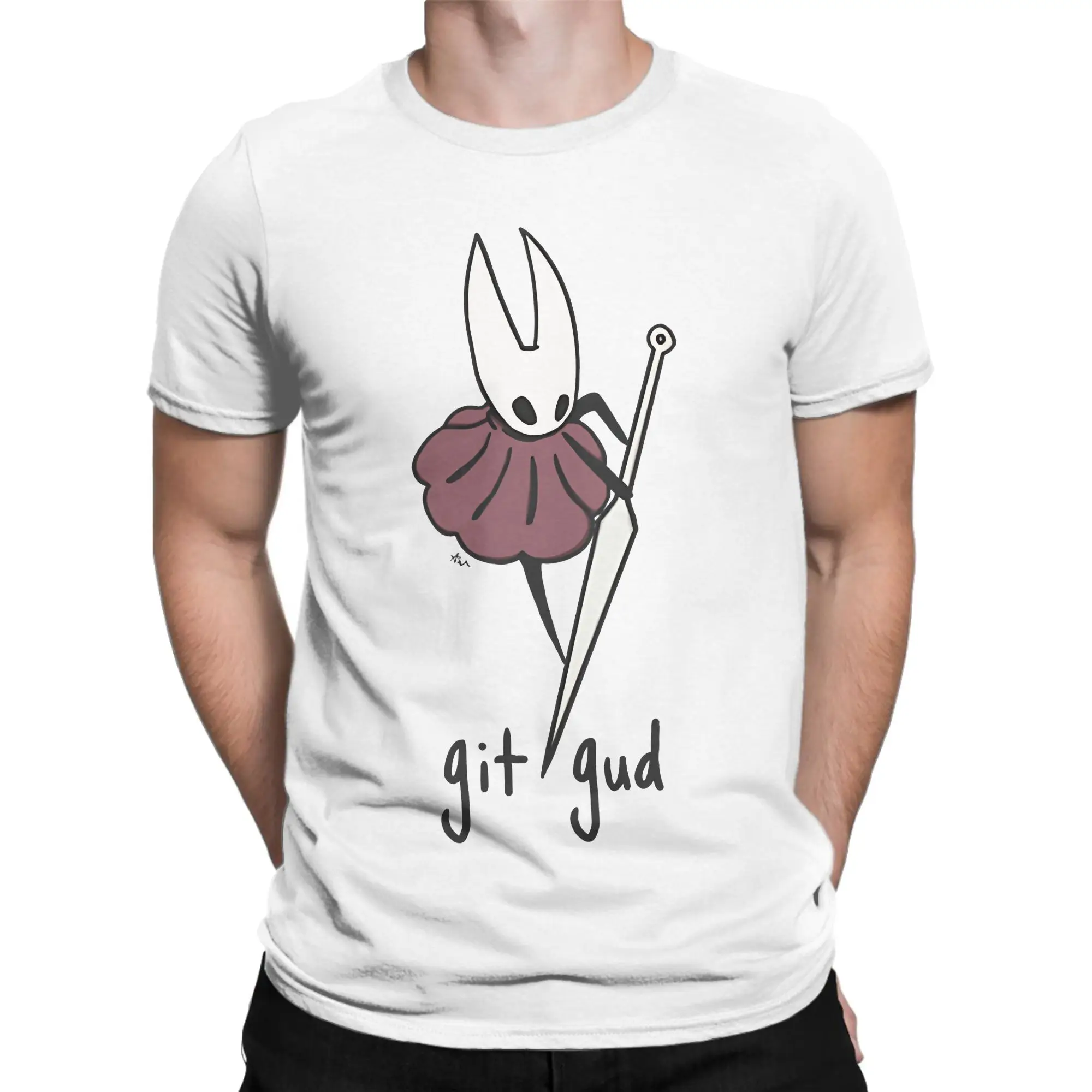 تي شيرت على طراز هاراجوكو شاطئ الدبور Git Gud موضة تي شيرت الجوف فارس القطن الخالص تي شيرت الرجال Y2K مضحك نمط قصيرة الأكمام تي شيرت
