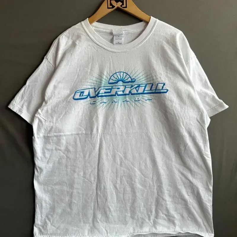 Overkill Canada T Shirt mens XL White Labatt Blue Pilsner Beer Souvenir band