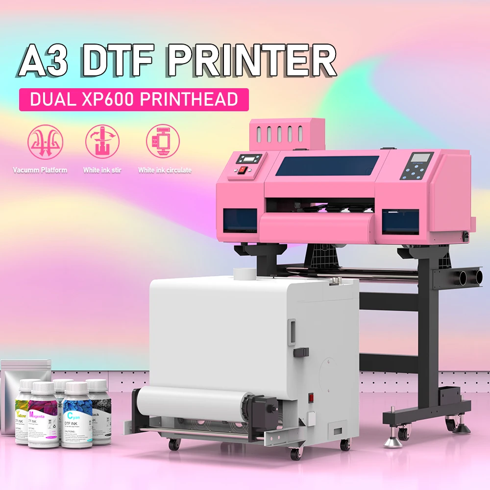 A3+ XP600 DTF Printer Directly to Film Transfer Printer with Powder Shanker Machine tshirt Printing Machine For all Fabric Print