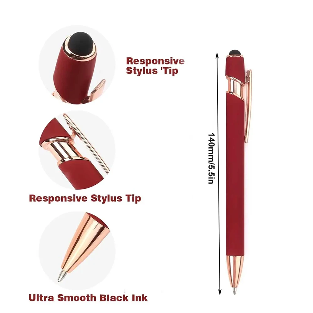 10-100 Customized Christmas Gift Pen Engrave Logo Name Ballpoint Pen with Stylus Tip Metal Pen for Business Birthday Baptism