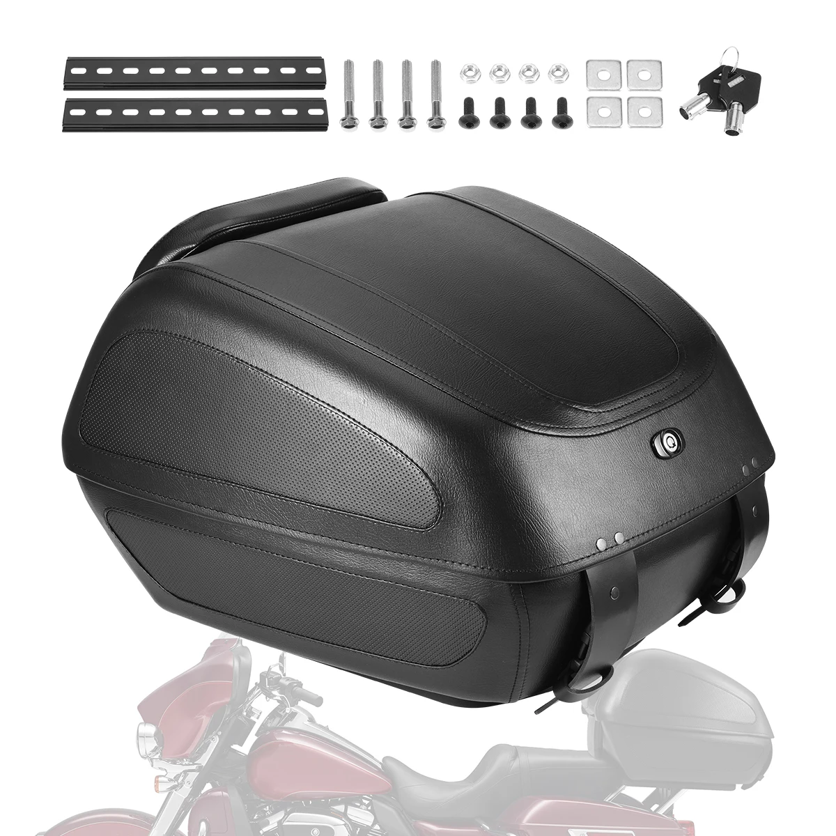 Motorcycle Trunk Luggage Universal storage Box trunk Tail Box For Honda Yamaha Suzuki Harley Lockable with 2 keys