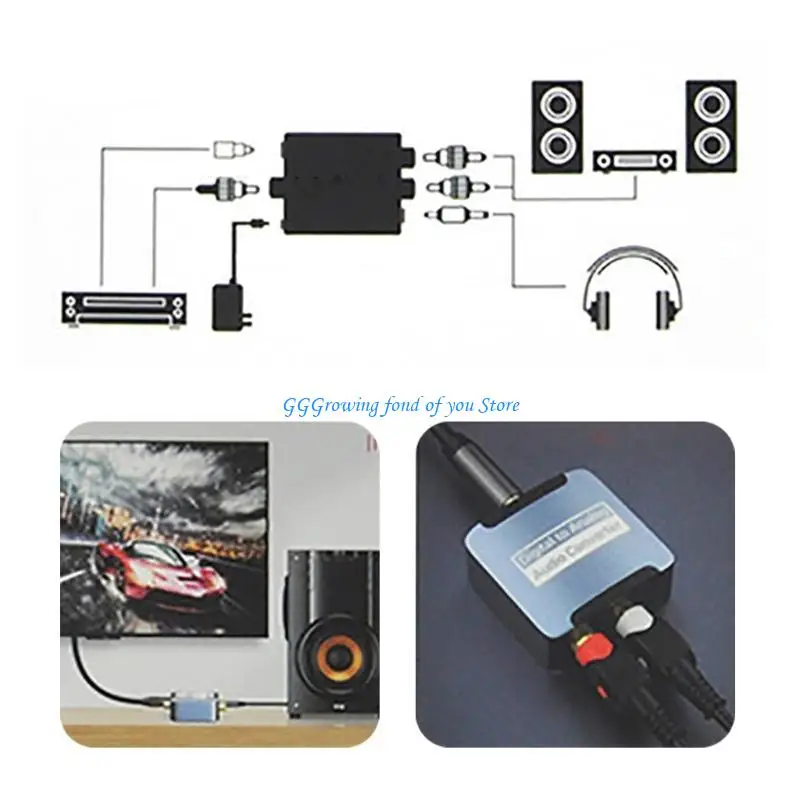 

H9EB 192KHz 24bit Digital to Analog Converter DAC SPDIF 3.5mm Optical to Analog L/R RCA Converter Optical to 3.5mm
