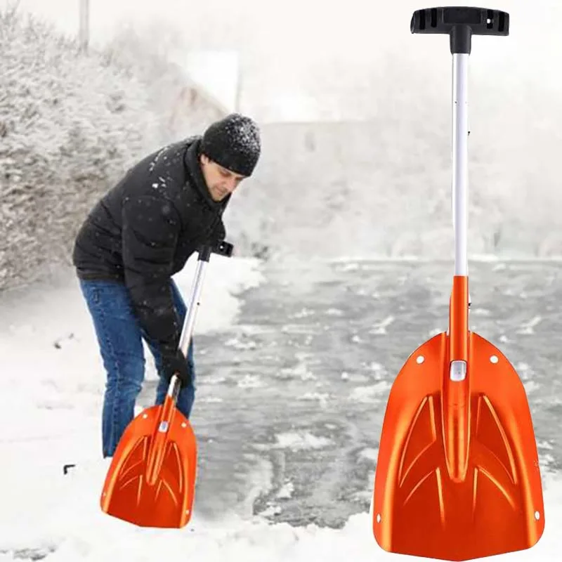 Pala de hielo de nieve telescópica desmontable, herramienta de limpieza de patio al aire libre, portátil, de aleación de aluminio
