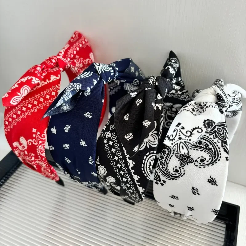 

Floral Bunny Ear Headband Bohemian Crossband Wide Design for Women High Crown Face Washing Fashion Headwear