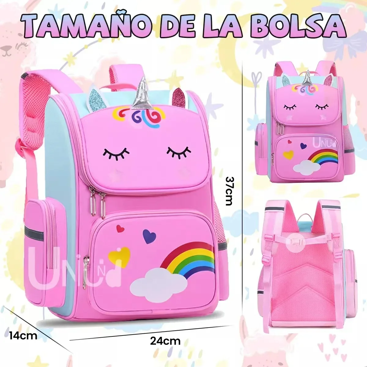 Unicorn primary school students cartoon schoolbag pink blue children's schoolbag kindergarten schoolbag boys girls