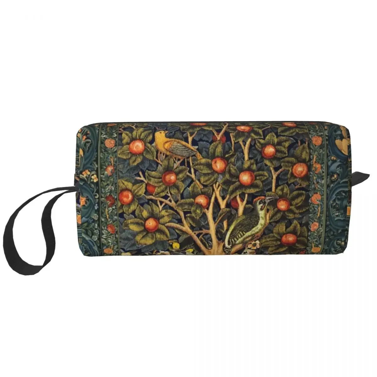 William Morris Woodpecker In Fruit Tree Cosmetic Bag Birds Rabbits Makeup Toiletry Organizer Ladies Beauty Storage Dopp Kit