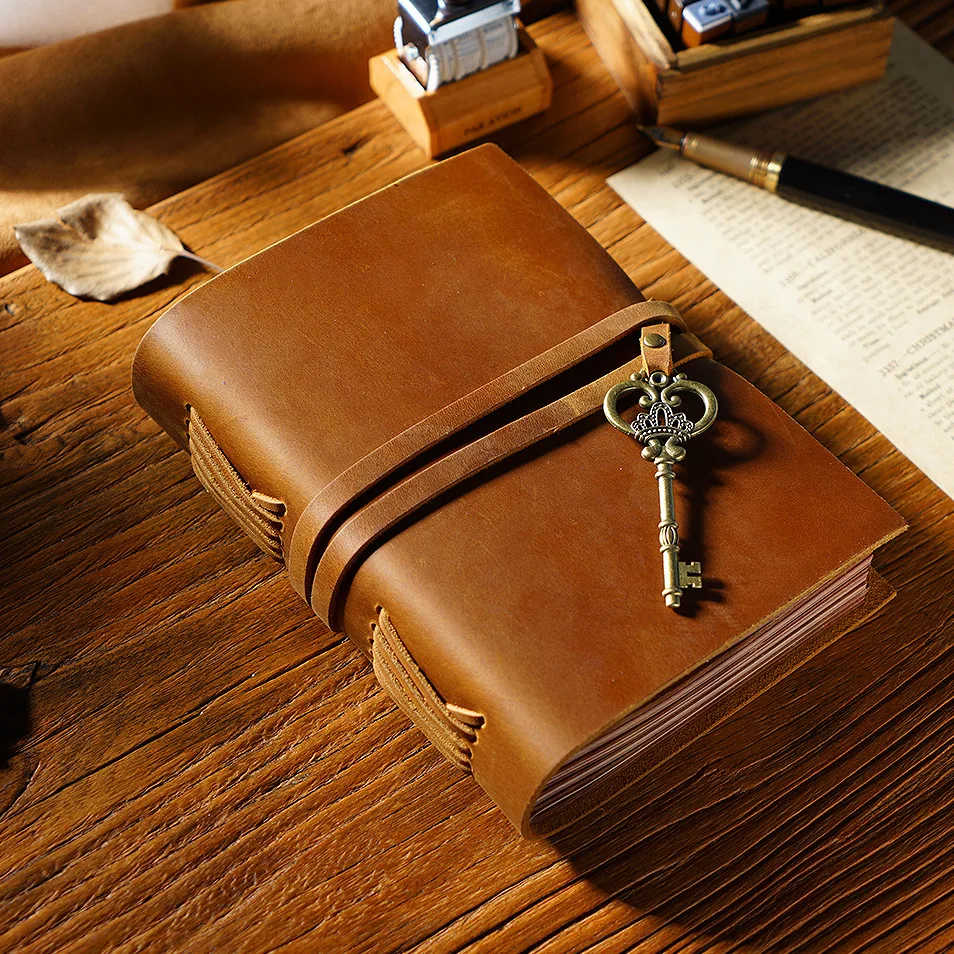 Full Grain Leather Vintage Traveler Notebook Handmade Loose Leaf Journal Sketchbook Diary Refillable Gift