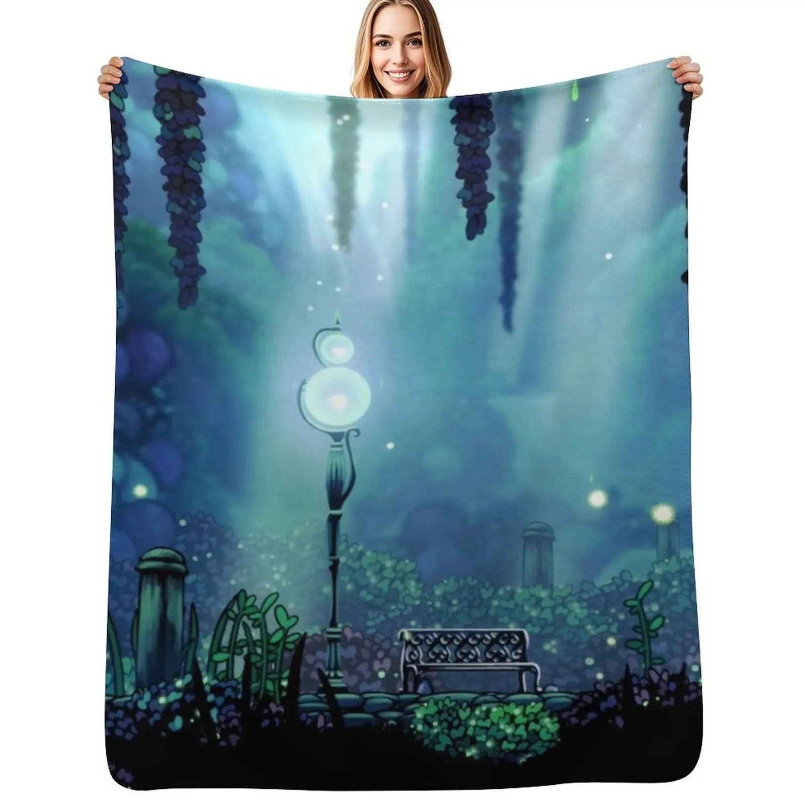 Greenpath Bench Throw Blanket Warm Cozy Throw Blanket for Living Room Couch