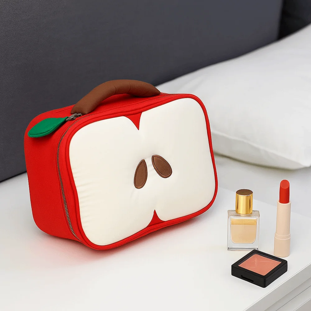 

Cartoon Fruit Pattern Makeup Bag Large Capacity with Zipper Travel Storage Pouch Washable Toiletry Storage Pouch for Home