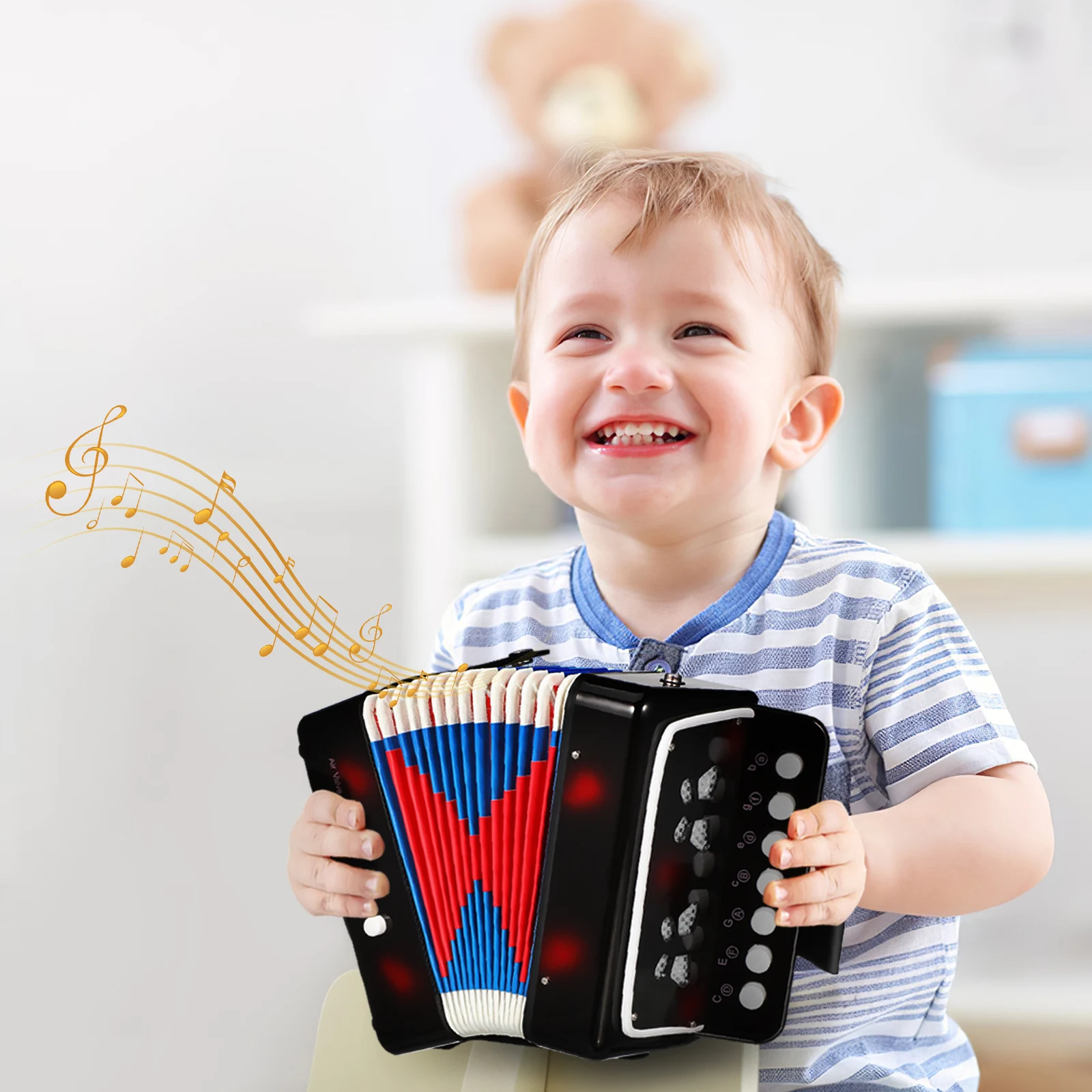 

10 Buttons Miniature Accordion For Lightweight Portable Musical Instrument With Air Valve Beginner Birthday Gift Mini