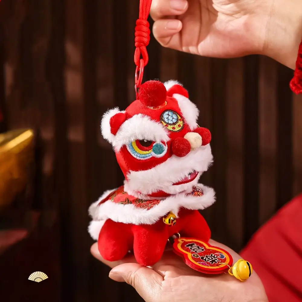 

Мягкая игрушка-брелок «Танец льва»: Проснувшийся лев, символ удачи, с колокольчиком, подарок на Китайский Новый год