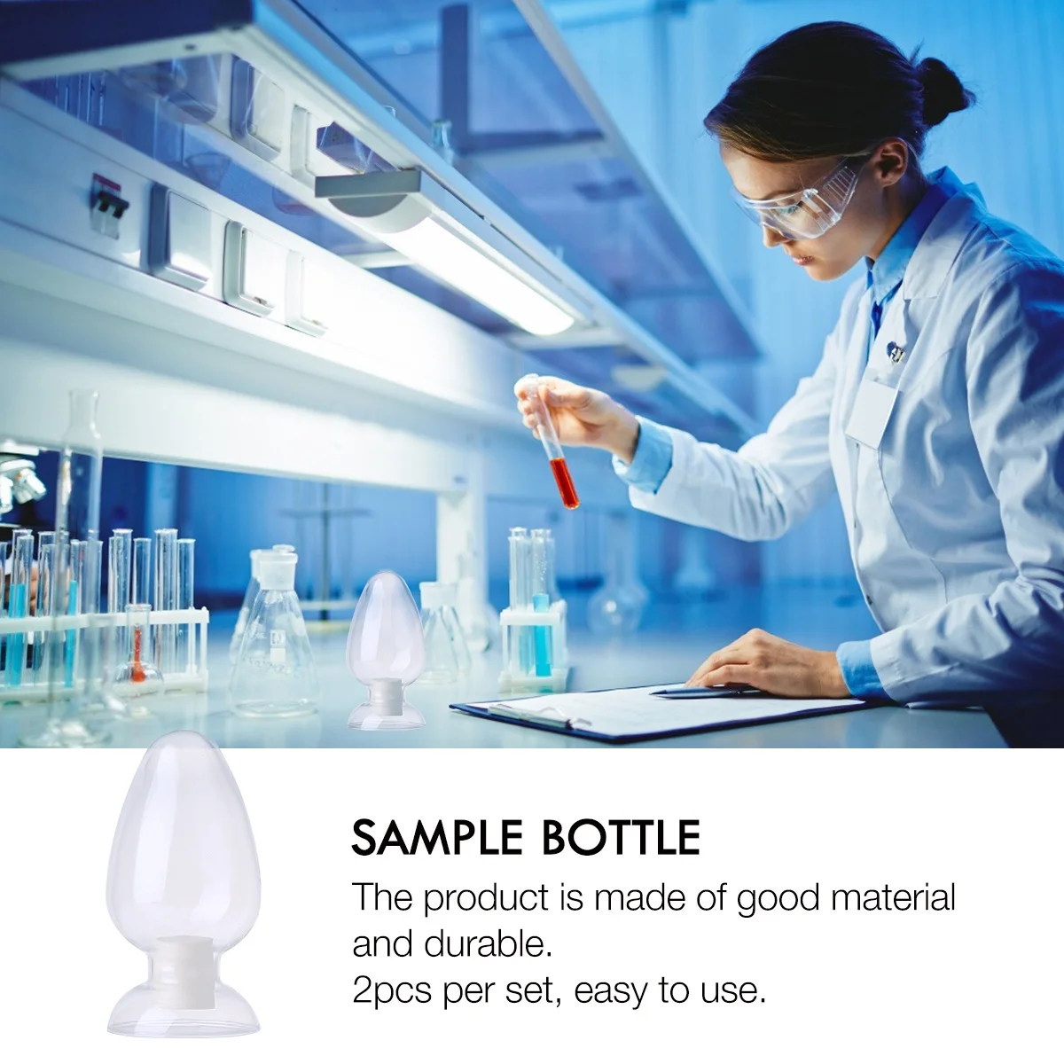 

2Pcs Glass Laboratory Chicken Heart Sample Bottle Stable Material Display Bottle Flat Base Science Study Vessel