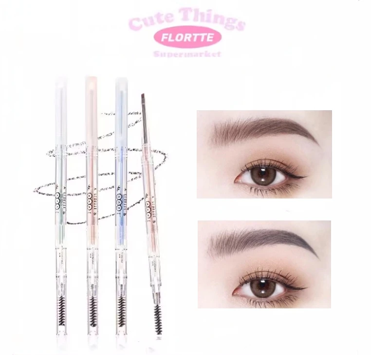 Flortte Eyebrow Pencil Moon Institute Double-head Superfine Waterproof Smudge-proof Eyebrow Pen With BrushMakeup Cosmetic