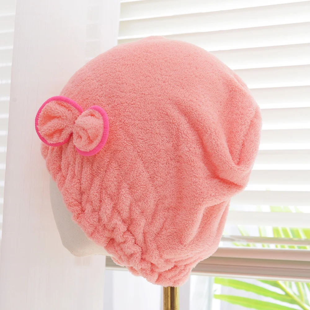 Schnelltrocknende Haarkappe für Damen, Badekappe mit Schleife, Mikrofaser-Handtuch, Superfaser-Duschhaube für Spa, Badezimmerzubehör, Duschhaube – Detail 8