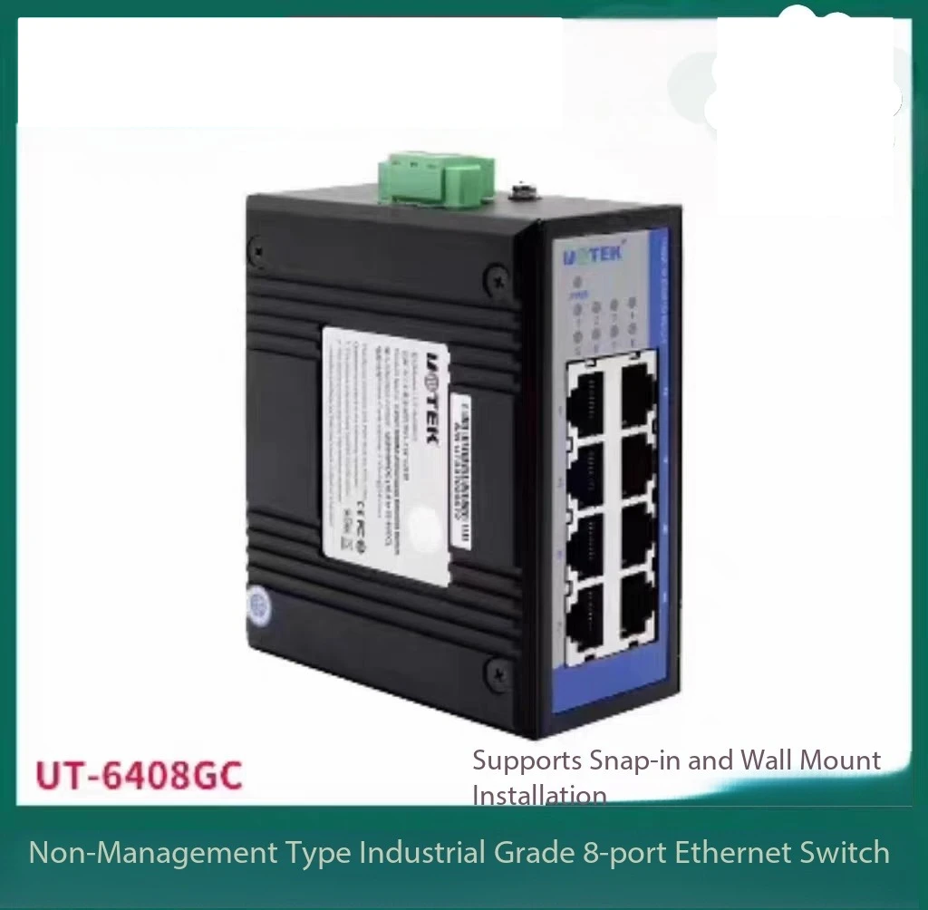 Yutai UT-6408GC 8-Port Unmanaged Gigabit Ethernet Switch DIN-Rail Wide Voltage