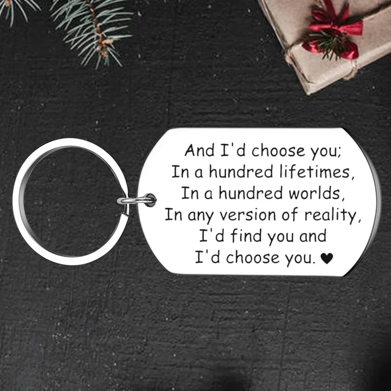 Cute Boyfriend Husband Anniversary Gift Keychain Pendant Wife Birthday Wedding Gifts Key Chains And I'd choose you