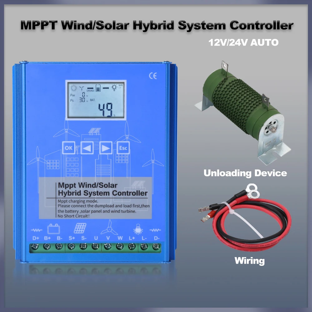 Imagem -04 - Sistema Híbrido Eólico e Solar Controlador Híbrido Solar Eólico Poderoso Boost Charge com Carga de Despejo para Casa 1kw8kw 12v48v