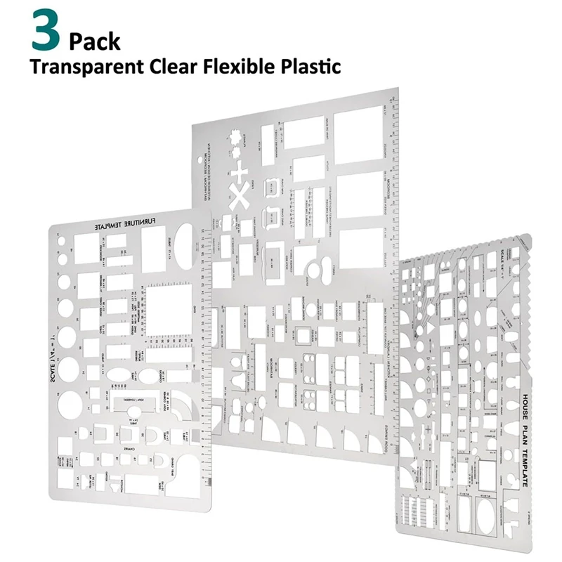 Abmr-建築用の製図ツールと定規の形状、3個セット、住宅計画、家具、キッチン、建物、インテリアデザイン