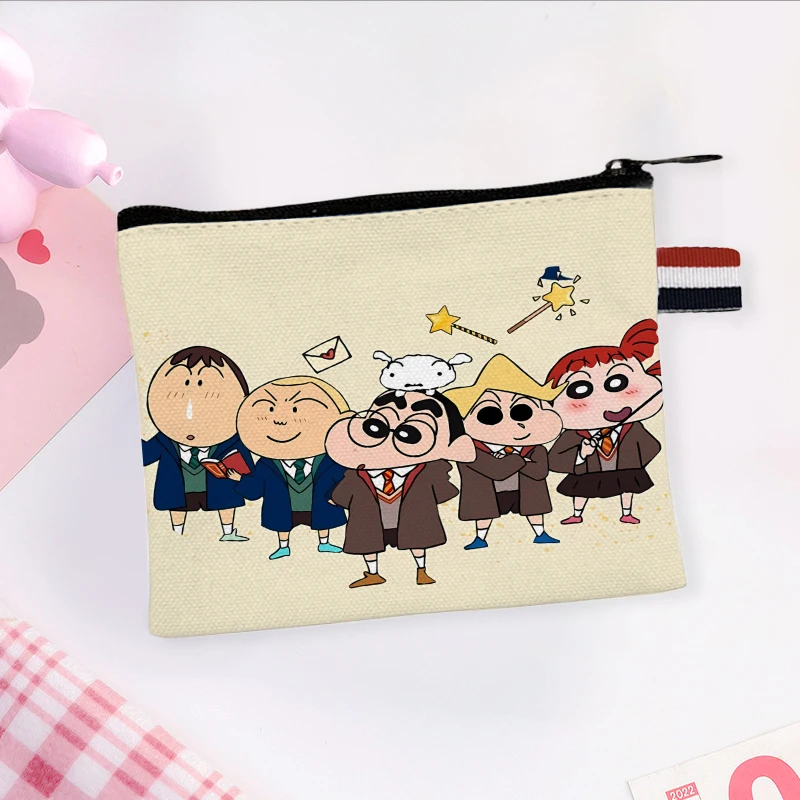 Crayon Shin-chan Cartoon Bag Coin Purse Simple Wallet Large Capacity Simple Storage Bag Cosmetic Bag for Men and Women Students