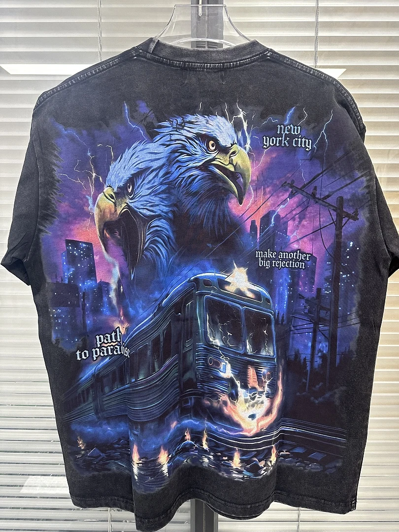 2026 Top Quality MAJESTIK Eagle Train High-definition Digital Printing Women Men T shirts Hiphop Oversized Men Cotton T shirt