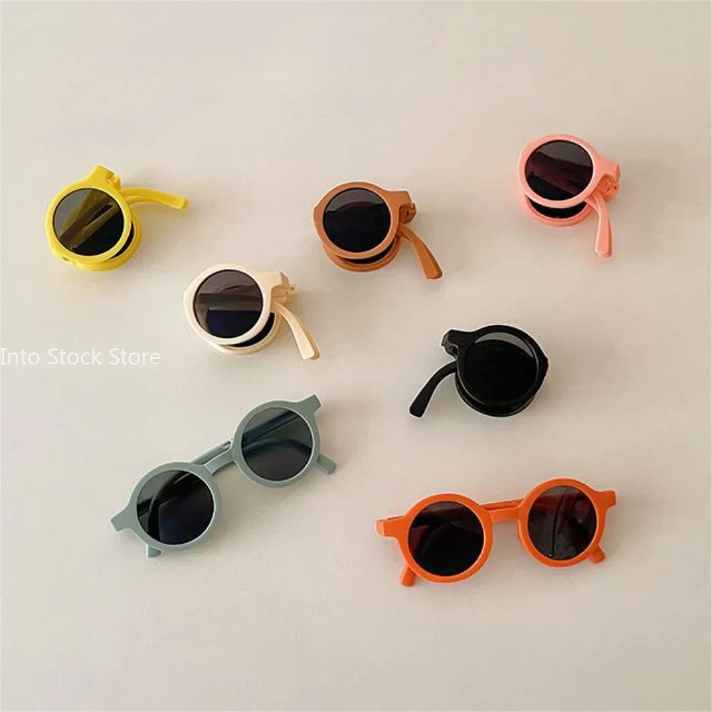 Foldable Kids Sunglasses Girls Boys Cute Round Sun Glasses Children Street Beat Eyeglasses Baby Shades Eyewears UV Protection