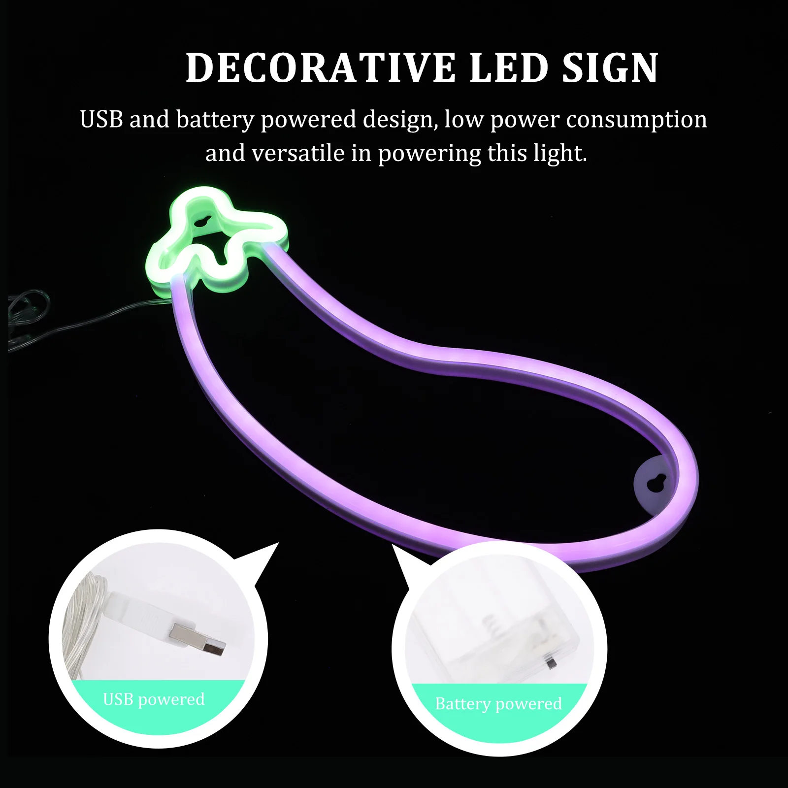 

Eggplant Shaped Neon Sign Neon Sign For Bedroom Night Light Plastic Vegetable Lamp for Bedroom Wall Table Small Night Lamp