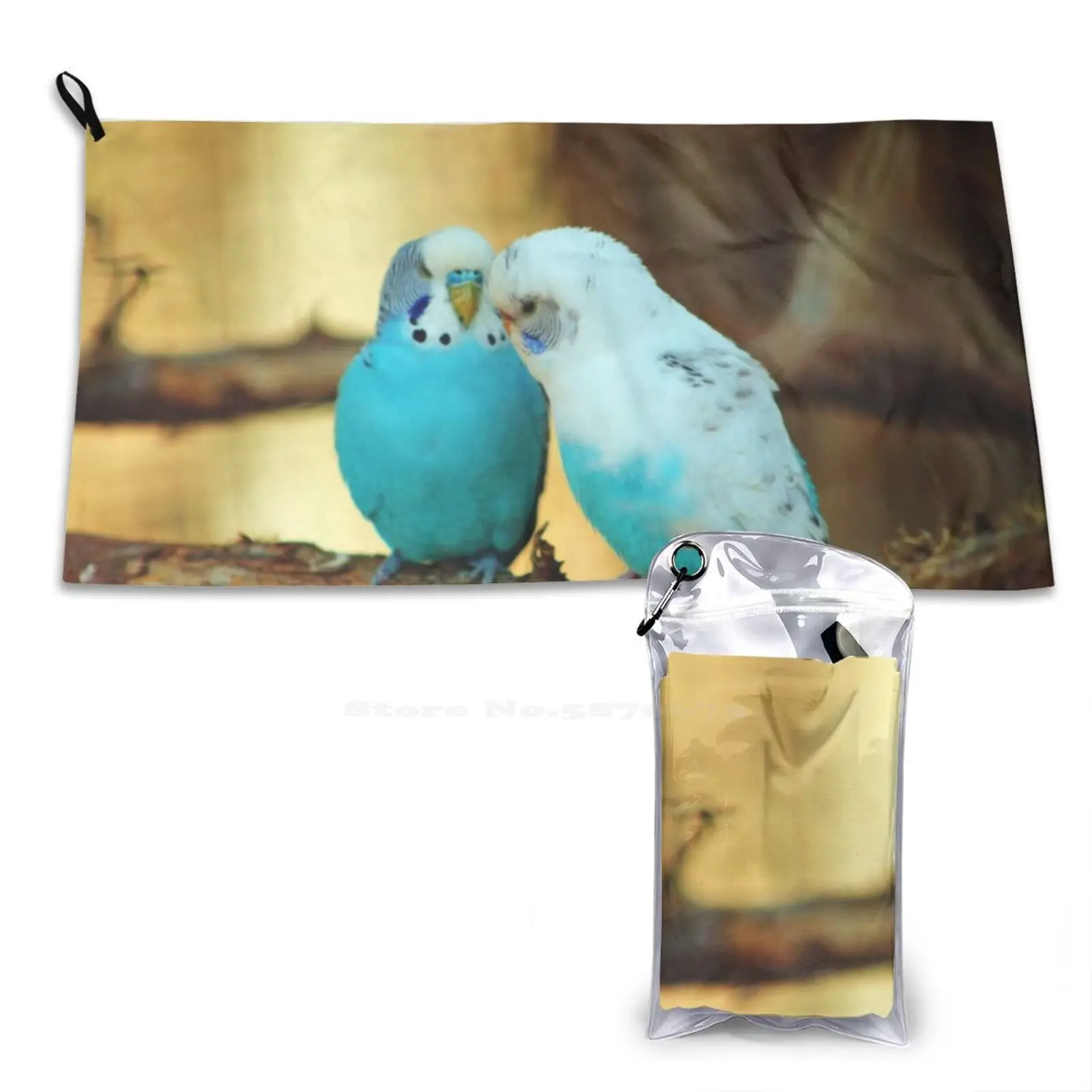 Lovely Pair Of Budgies Soft Towel Quick Dry Beach Towel Budgie Budgerigar Parakeet Parrot Melopsittacus Undulatus Female Birds