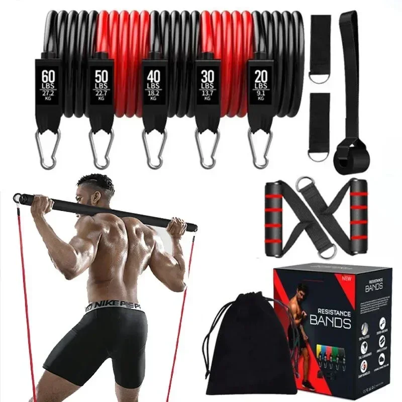 Kit barra Pilates portatile con fasce di resistenza palestra di casa Bodybuilding elastici elastici barra di allenamento muscolare attrezzature per