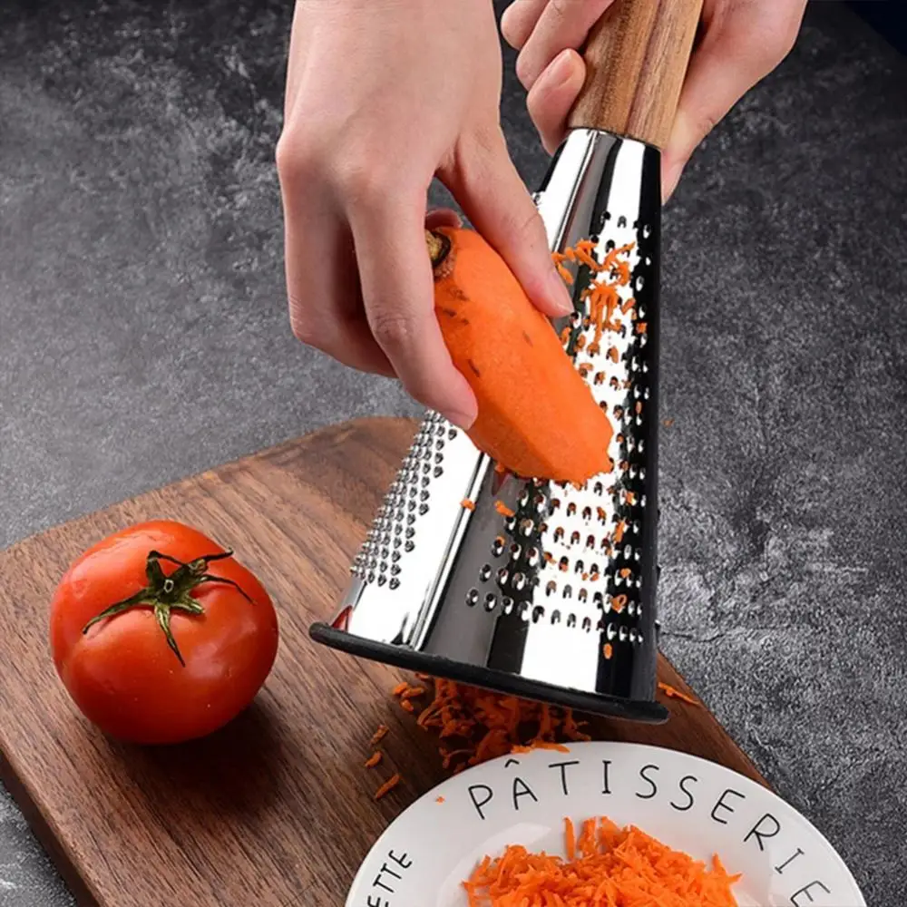 Kitchen Creative Cone Fruit Vegetables Grater Garlic Grinder Slicer Manual Food Processor Wooden Handle Home Kitchen Accessories