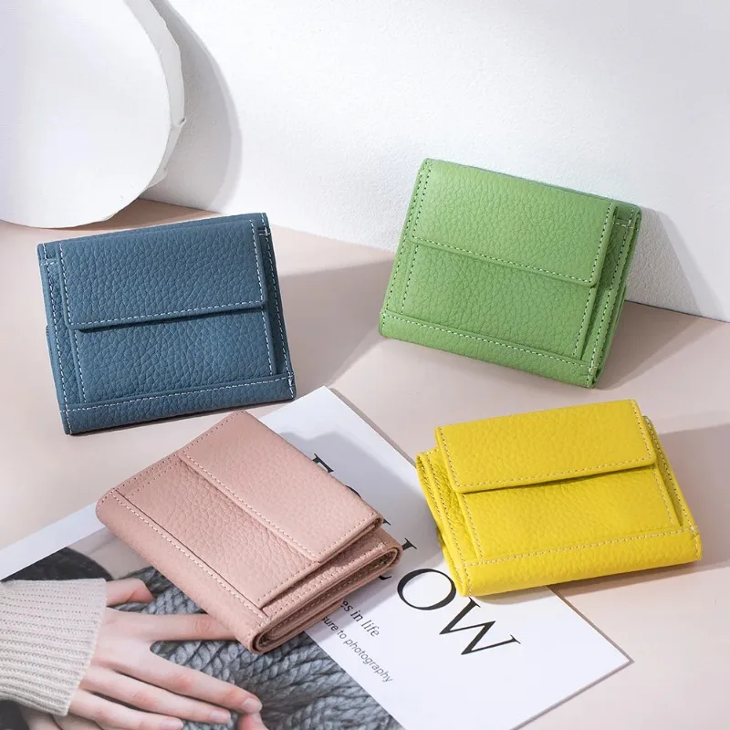 URBAN MASTER Short Wallets for Women Genuine Cow Leather Fashion Trend Trifold Wallet Japanese Style Ladies Card Holder 3449