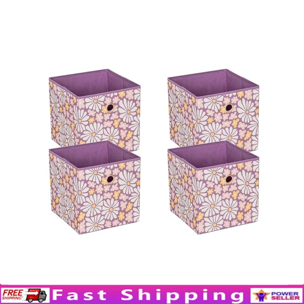 

Collapsible Fabric Storage Bins 4 Pack Square Bins Home Organization Durable Polyester Ideal Closet Bedroom Living Room Toy