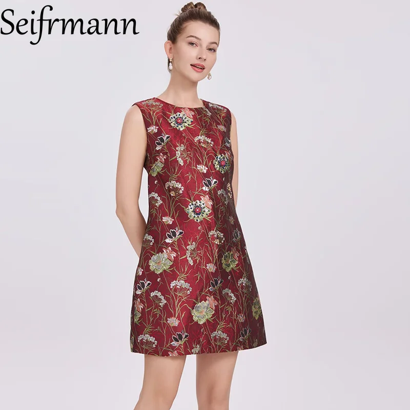 

Seifrmann 2023, весна/лето, новая коллекция, платье для похудения на талии, французское высококачественное жаккардовое легкое роскошное платье, дизайнерское чувство