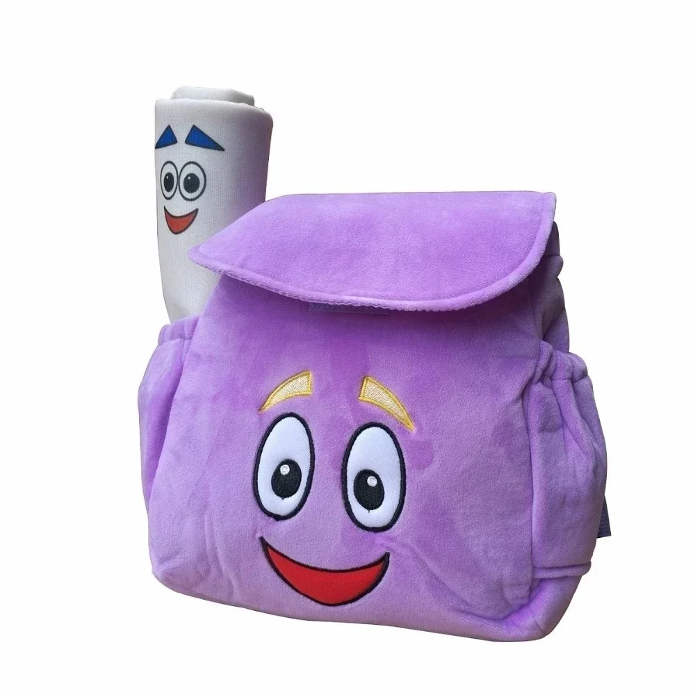 1pcs Dora Explorer Backpack Rescue Bag with Map,Pre-Kindergarten Toys Purple for Christmas gift