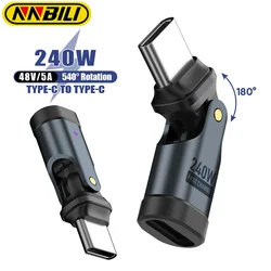 NNBILI 240W 5A Type C to C OTG Adapter 180° Fast Charging Cable Adapter USB-C Male To Female Converter For Macbook PC Samsung 
