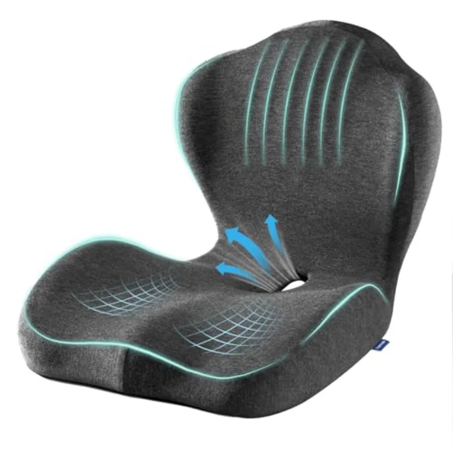 

Seat Cushion for Car Truck Driver, Memory Foam Seat Cushion with Adjustable Strap, Ergonomic Lumbar/Back Support and Sciatica R