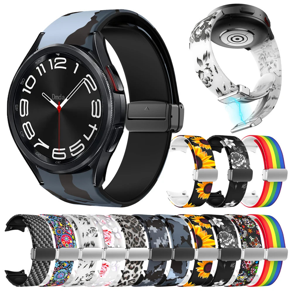 Magnetic Buckle Original Silicone Strap For Samsung Galaxy Watch 6 5 Pro 40 44mm 45mm Band  Watch6 4 Classic 47mm 43mm Watchband