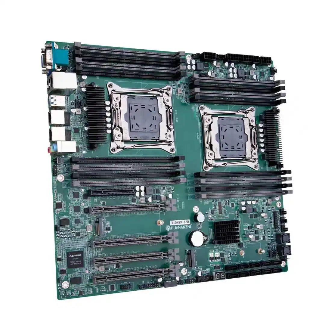 HUANANZHI X99-16D Server Motherboard For XEON E5 V3&V4 CPU Dual CPU M.2 NVME SSD Slot IPMI VGA Output Quad-Channel MAX RAM 1TB