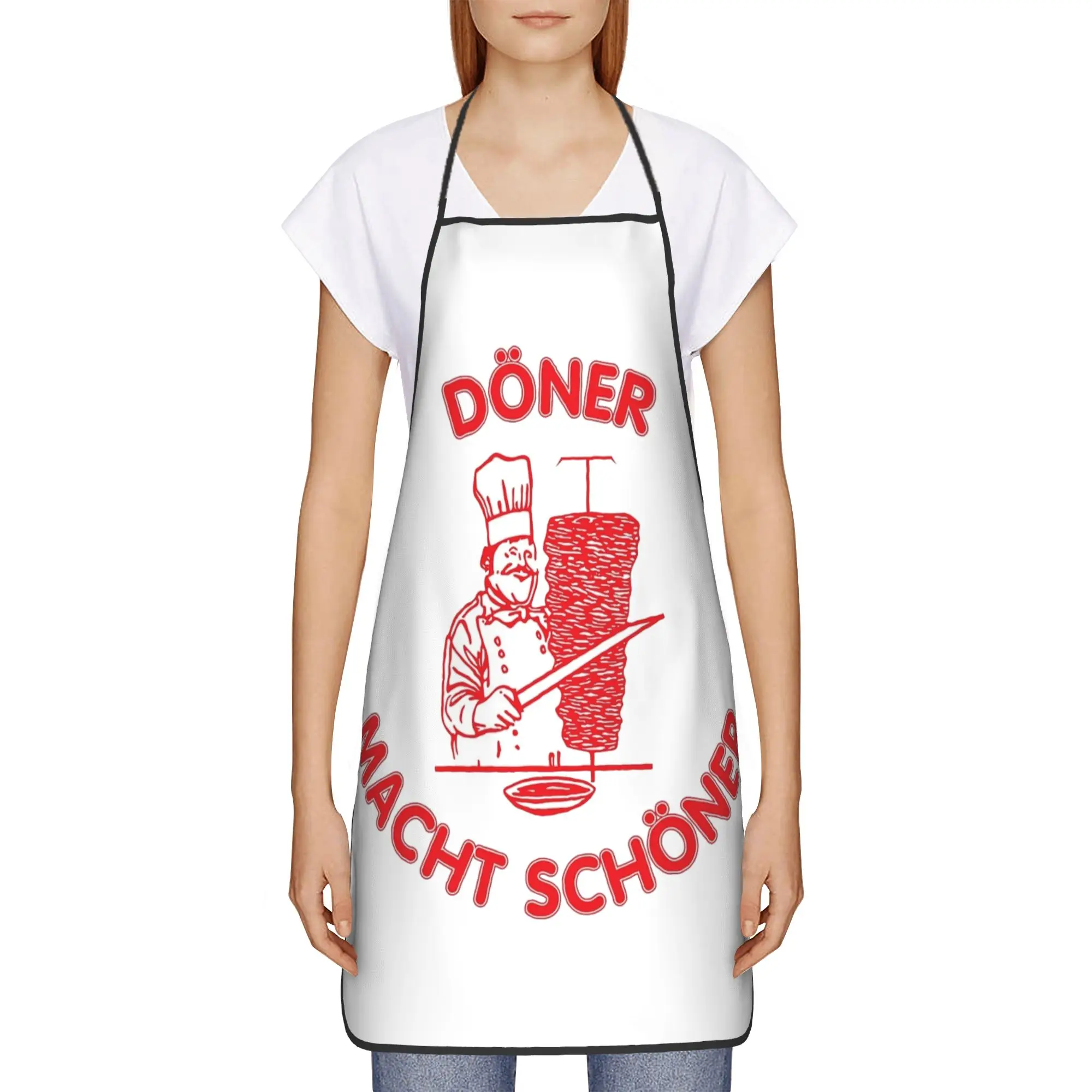 Doner Kebab Bib Apron for Women Men Polyester fast food tasty german Household Adult Waterproof Thin Accessories Picnic
