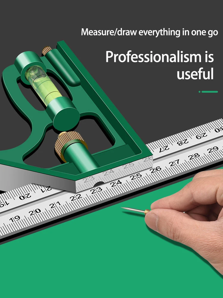 Adjustable Combination Square 90 Degree Angle Ruler Multi-Function Measuring Tool for Woodworking Carpenter 60cm